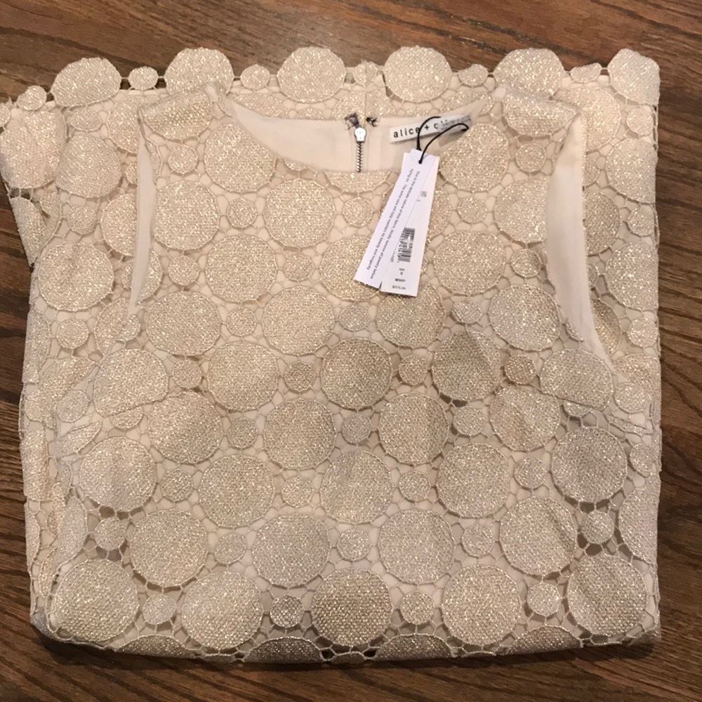 Alice and Olivia gold sheath dress